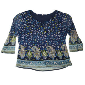 PASSPORTS Women's Paisley Blouse Size Large